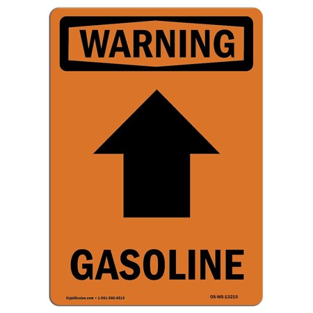 Signmission Safety Sign, OSHA WARNING, 5" Height, Gasoline (Up Arrow), Portrait, 10PK OS-WS-D-35-V-13215-10PK
